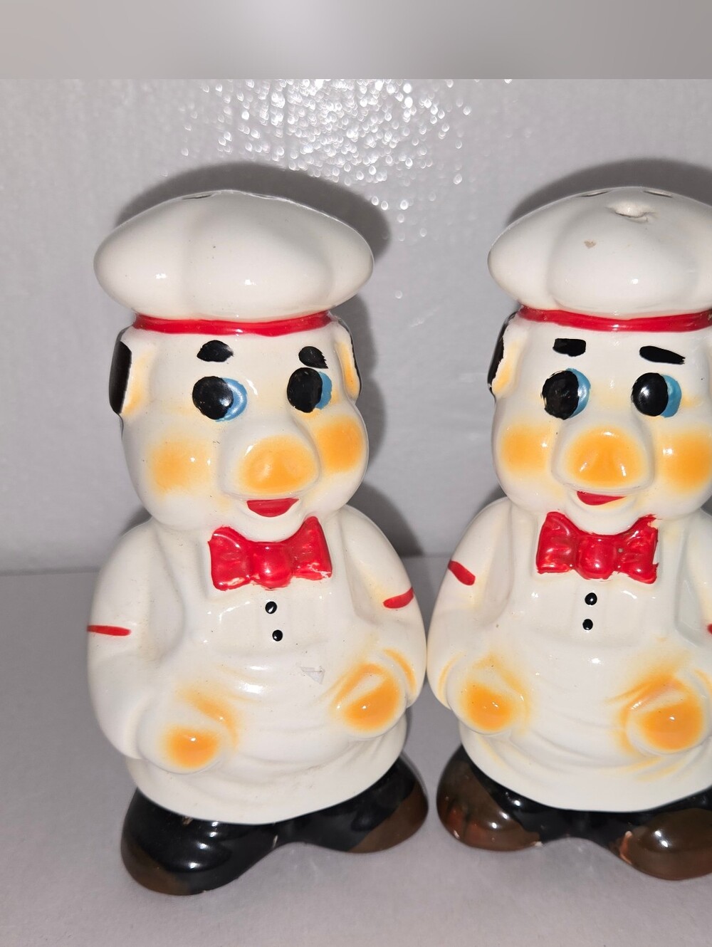 Vintage Pig Chef Salt And Pepper Shaker 1 Is Missing It's Stopper Has Paint Loss